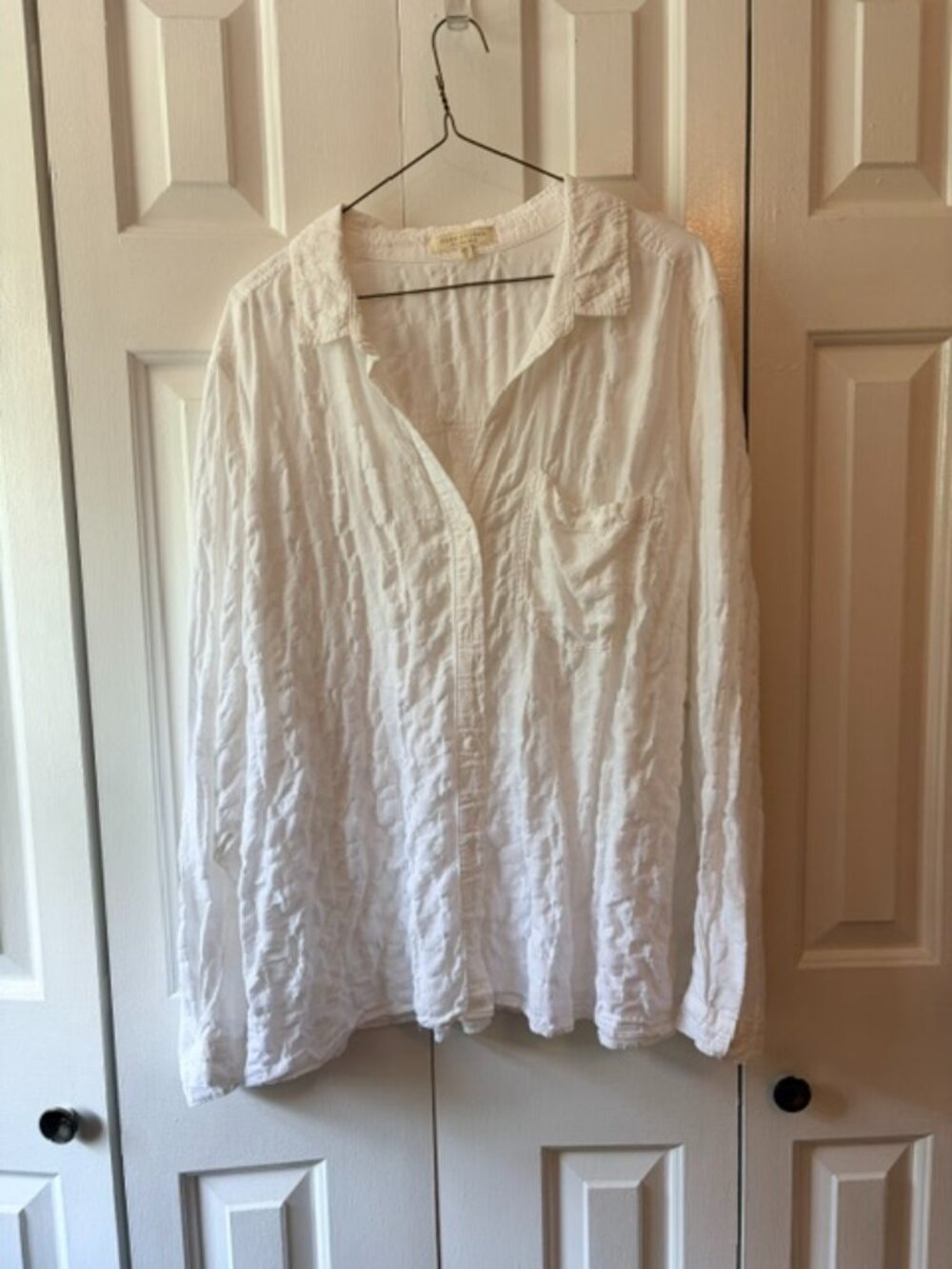 Side Stitch Los Angeles 2X White Button Down Shirt Lyocell Stretch Textured Plus